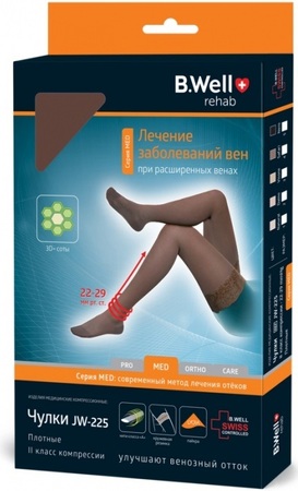 b.well med чулки компрессионные 2 кл 22-32мм ажурный верх плотные cappuccino р.1 jw-225. в интернет-аптеке Пермфармация