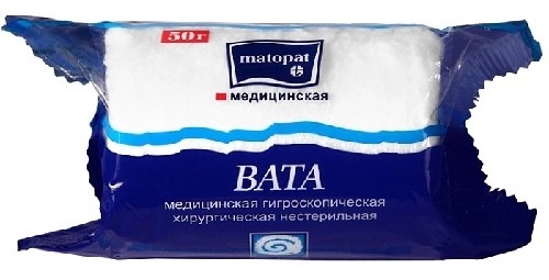 Matopat вата хирург. н/стер. хлопок 100% 50г рулон в интернет-аптеке Пермфармация