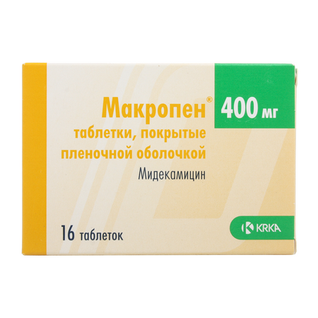 Макропен таб п/об пленочной 400мг n16 в интернет-аптеке Пермфармация